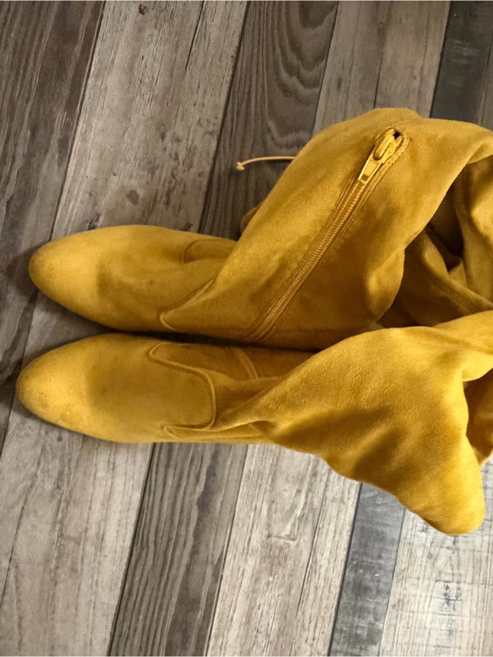 Women’s Over-the-Knee Suede Boot - Mustard Yellow - Picture 2 of 2